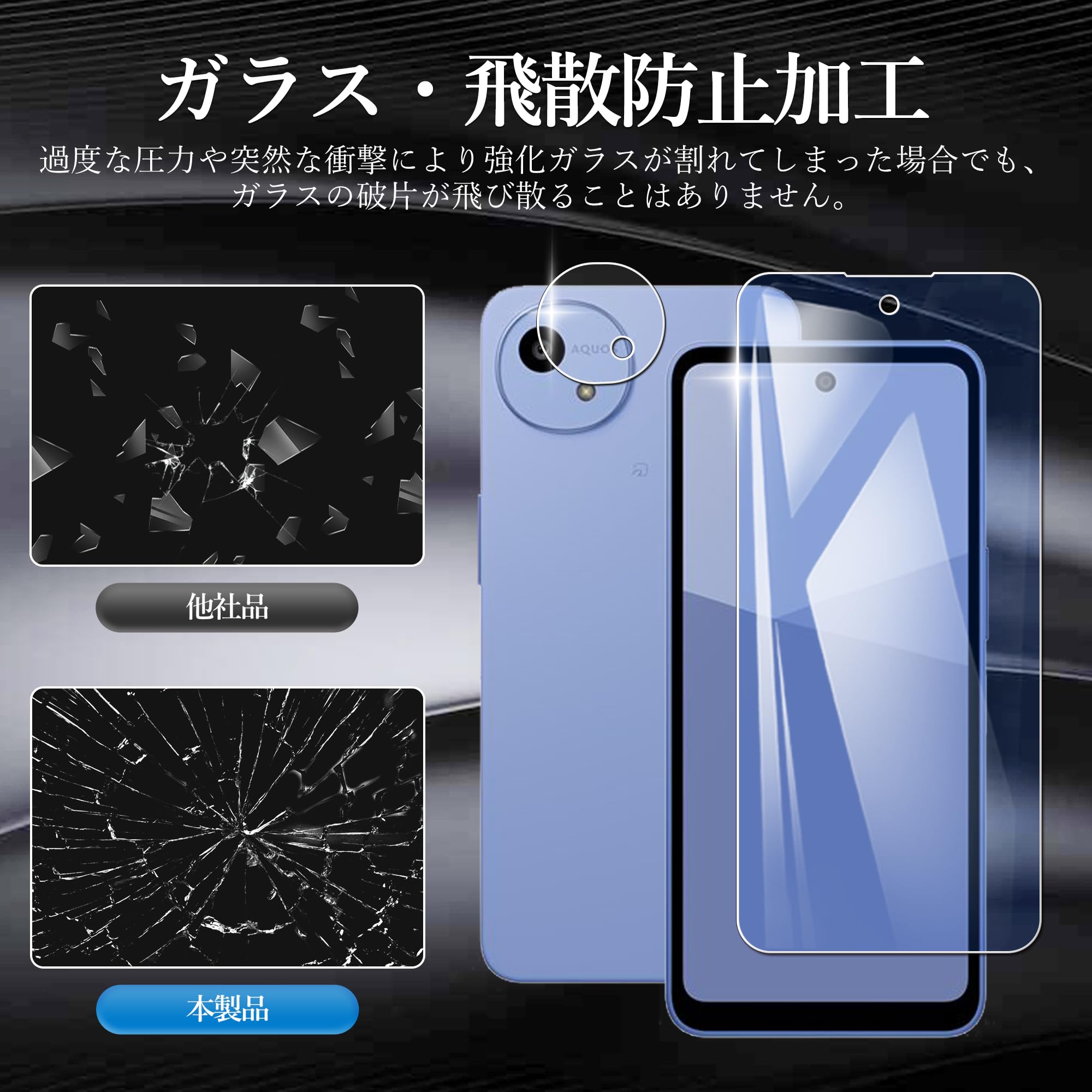 Amazon | Nutmeg【2枚＋2枚+ガイド枠付き】AQUOS wish5 ガラスフィルム